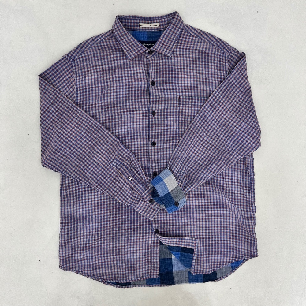 Tommy Bahama‎ Mens XL Button Down Shirt Multicolor Gingham Check Long Sleeve